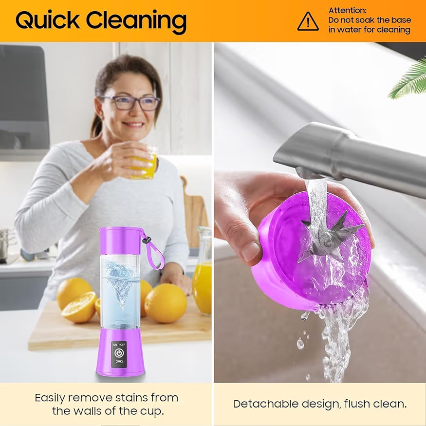 Portable Juicer Blender with 6-Blade, USB Rechargeable, Personal Smoothie Maker, Protein Shake Mixer, Built-In Bottle, for Home, Travel and Gym 400+ bought in past month 60% off