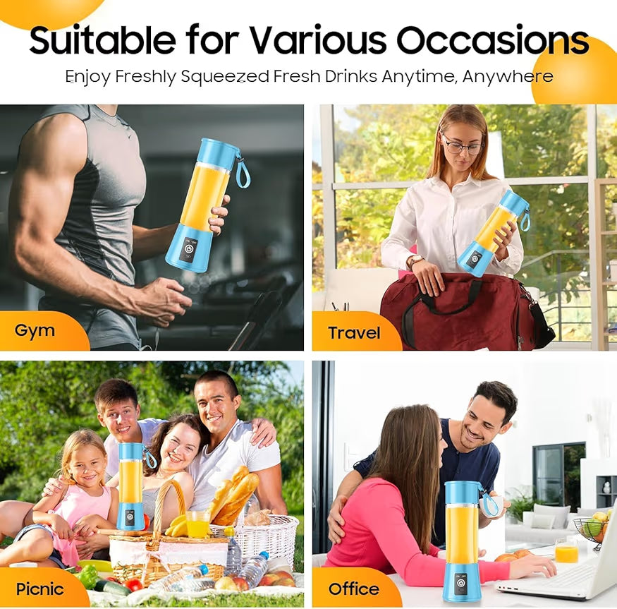 Portable Juicer Blender with 6-Blade, USB Rechargeable, Personal Smoothie Maker, Protein Shake Mixer, Built-In Bottle, for Home, Travel and Gym 400+ bought in past month 60% off