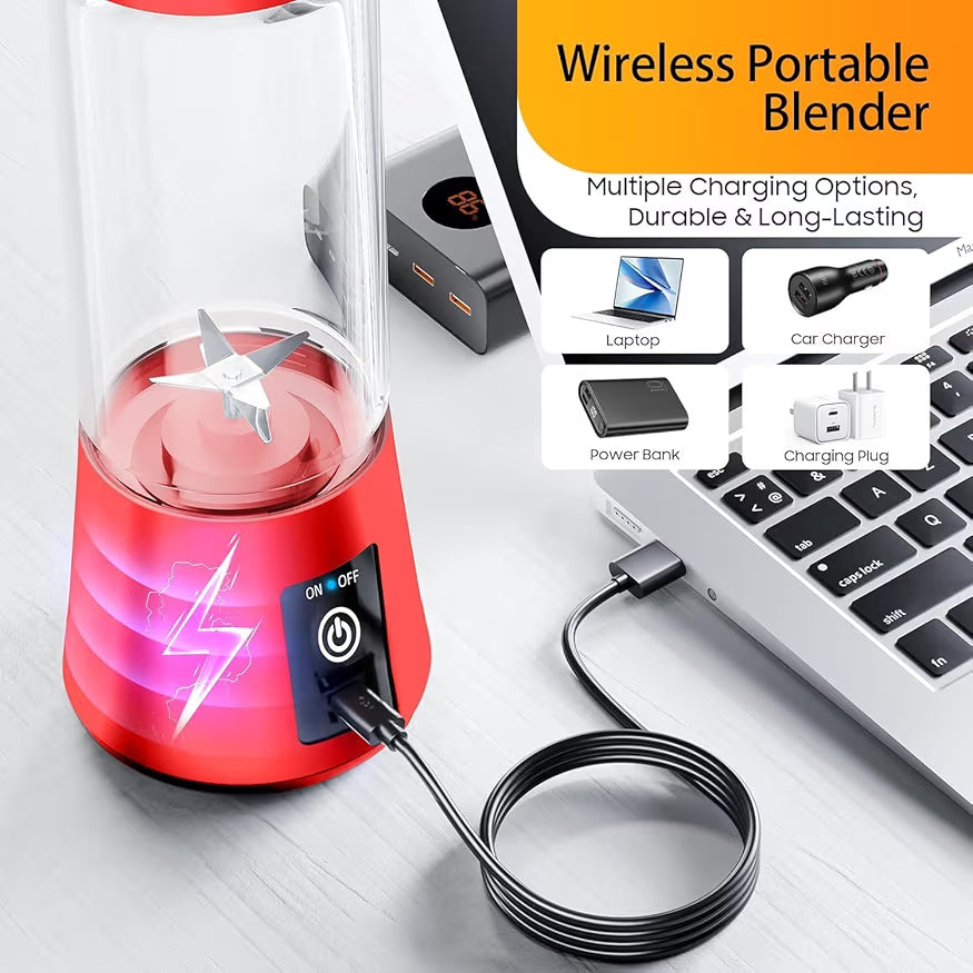 Portable Juicer Blender with 6-Blade, USB Rechargeable, Personal Smoothie Maker, Protein Shake Mixer, Built-In Bottle, for Home, Travel and Gym 400+ bought in past month 60% off